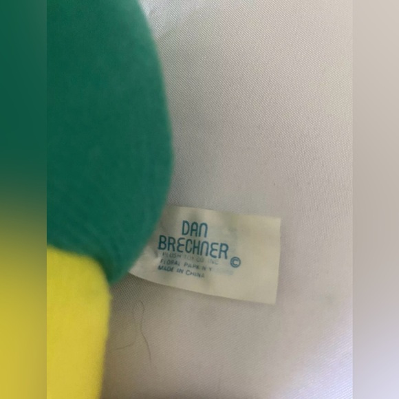 Vintage Pink Green plush Dog DAN BRECHNER cartoon toy Orange Bow - Picture 3 of 6